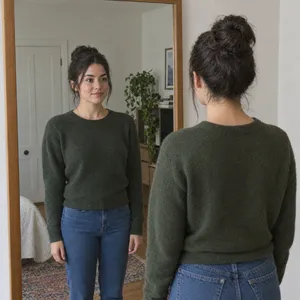 A person standing before a mirror, with their front and reflected back both visible. - OpenAI GPT Image 2.5 Flare