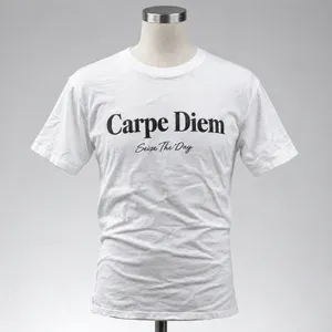 A wrinkled white T-shirt with 