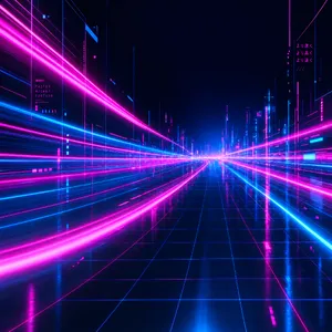 Abstract background graphic, cyberpunk aesthetic, neon pink/blue light trails on dark grid, sense of digital speed, for desktop wallpaper. - OpenAI GPT Image 2.5 Flare