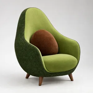 An armchair designed in the shape of an avocado, presented in a contemporary product photography style with professional studio lighting against a minimalist background. - OpenAI GPT Image 2.5 Flare