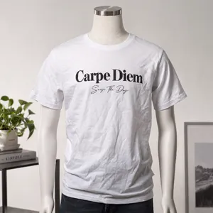 A wrinkled white T-shirt with 