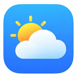 App icon design for a weather app. Minimalist representation of a sun partially behind a stylized cloud, subtle gradient, modern flat style. - OpenAI GPT Image 2.5 Sunburst