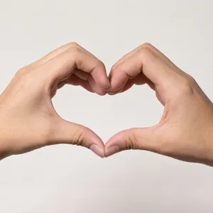 Two hands forming a heart shape together against a plain background. - OpenAI GPT Image 2.5 Sunburst