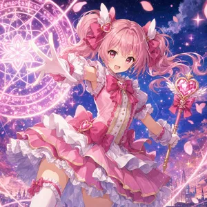 A magical girl character in a frilly dress, casting a spell (classic anime trope). - OpenAI GPT Image 2