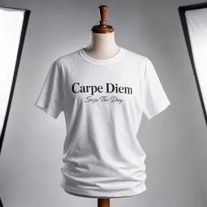 A wrinkled white T-shirt with 