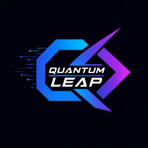 Abstract geometric logo for tech startup 'Quantum Leap', evoking connection & speed, vibrant blue/purple gradient, sharp angles. 'Quantum Leap' as text contained in logo. - OpenAI GPT Image 2