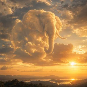 An elephant made of clouds floating in a sunset sky, rendered in a surrealist photorealistic style with ethereal golden lighting and atmospheric depth. - OpenAI GPT Image 2