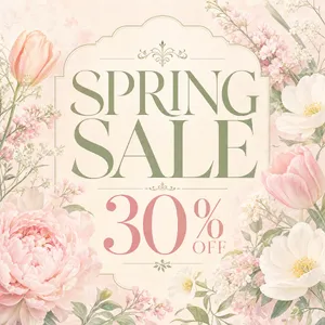 Instagram post graphic: 'SPRING SALE 30% OFF'. Floral background, pastel colors, elegant serif font style visually integrated. - OpenAI GPT Image 2