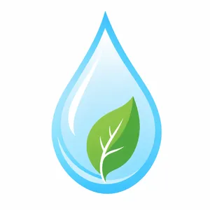 Visual element for an infographic about water conservation. Stylized water droplet icon containing a small green leaf, clean vector art. - OpenAI GPT Image 2