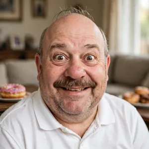 A famous cartoon character (e.g. Homer Simpson) rendered fully photorealistically as if a real human being, accurately preserving recognizable facial features and proportions - Meta Muse Image