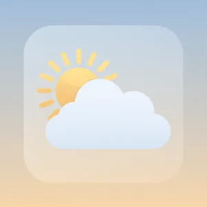 App icon design for a weather app. Minimalist representation of a sun partially behind a stylized cloud, subtle gradient, modern flat style. - Meta Muse Image