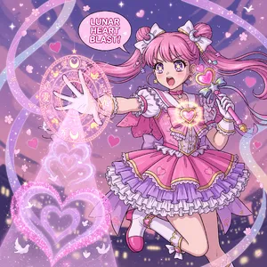 A magical girl character in a frilly dress, casting a spell (classic anime trope). - XAI Grok Imagine (Quality)