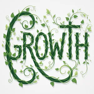 The word 'GROWTH' visualized using stylized plant vines organically forming the letters, green tones, white background, graphic design. - XAI Grok Imagine (Quality)