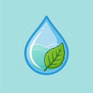 Visual element for an infographic about water conservation. Stylized water droplet icon containing a small green leaf, clean vector art. - XAI Grok Imagine (Quality)