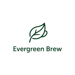 Minimalist logo for a sustainable coffee brand 'Evergreen Brew', single leaf motif, clean lines, vector style, white background. 'Evergreen Brew' contained as text in logo - XAI Grok Imagine