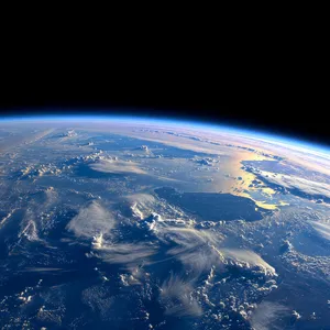 Photorealistic aerial photograph clearly showing the edge of the Earth from space, capturing realistic curvature, atmosphere, and sunlight reflections - XAI Grok Imagine