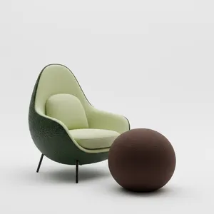 An armchair designed in the shape of an avocado, presented in a contemporary product photography style with professional studio lighting against a minimalist background. - Google Nano Banana (2.5 Flash)