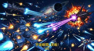 A 90s anime-style space battle scene with giant starships and laser beams. - Google Nano Banana 2