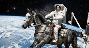 A realistic astronaut being ridden by a horse, photorealistic depiction in outer space with accurate lighting and proportions - Google Nano Banana 2