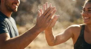 Two people high-fiving, with focus on their hands meeting mid-air. - Google Nano Banana Pro