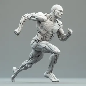 A runner mid-stride in a full-body action shot, limbs in motion and well-defined. - Midjourney Midjourney V6.1