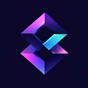 Abstract geometric logo for tech startup 'Quantum Leap', evoking connection & speed, vibrant blue/purple gradient, sharp angles. 'Quantum Leap' as text contained in logo. - Midjourney Midjourney V6.1