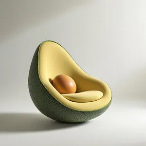 An armchair designed in the shape of an avocado, presented in a contemporary product photography style with professional studio lighting against a minimalist background. - Black Forest Labs Flux 1.1 Pro Ultra