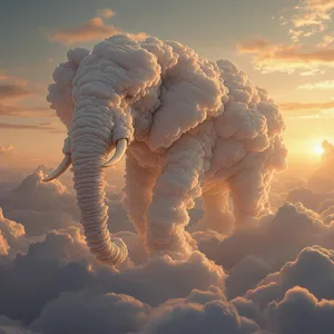 An elephant made of clouds floating in a sunset sky, rendered in a surrealist photorealistic style with ethereal golden lighting and atmospheric depth. - Black Forest Labs Flux 1.1 Pro Ultra