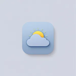 App icon design for a weather app. Minimalist representation of a sun partially behind a stylized cloud, subtle gradient, modern flat style. - Black Forest Labs Flux 1.1 Pro Ultra