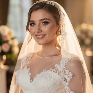 A bride on her wedding day, smiling with tears of joy in her eyes. - Black Forest Labs FLUX.2 Max