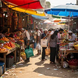 A bustling market scene with dozens of people buying and selling goods. - Black Forest Labs FLUX.2 Max
