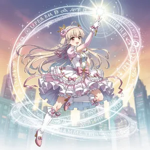 A magical girl character in a frilly dress, casting a spell (classic anime trope). - Black Forest Labs FLUX.2 Max