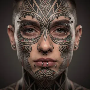 A portrait of a person with elaborate facial tattoos and piercings, shown in sharp detail. - Black Forest Labs FLUX.2 Max