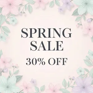 Instagram post graphic: 'SPRING SALE 30% OFF'. Floral background, pastel colors, elegant serif font style visually integrated. - Black Forest Labs FLUX.2 Max