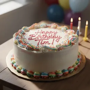 A birthday cake with icing that spells 