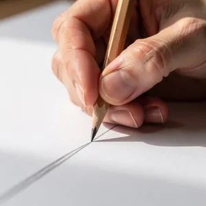 A hand drawing a sketch on paper with a pencil, the hand and pencil tip in clear focus. - Black Forest Labs Flux 2 Pro