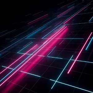 Abstract background graphic, cyberpunk aesthetic, neon pink/blue light trails on dark grid, sense of digital speed, for desktop wallpaper. - Black Forest Labs Flux 2 Pro