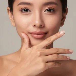 Photorealistic close-up portrait of a person clearly performing the American Sign Language gesture for 