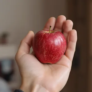 A realistic photo of a hand holding a red apple, with all fingers clearly visible. - Black Forest Labs FLUX.1 Kontext Max