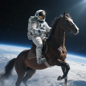 A realistic astronaut being ridden by a horse, photorealistic depiction in outer space with accurate lighting and proportions - Bytedance Seedream 3.0