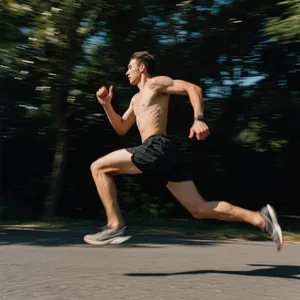 A runner mid-stride in a full-body action shot, limbs in motion and well-defined. - Bytedance Seedream 3.0