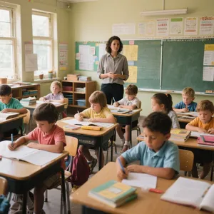 A school classroom of children and a teacher, each student engaged in a different activity. - Bytedance Seedream 3.0