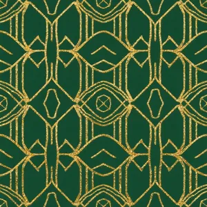 Seamless geometric pattern, Art Deco style, gold lines on deep emerald green background, high resolution texture for print. - Bytedance Seedream 3.0