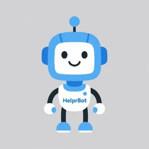 Simple flat vector mascot: friendly smiling robot character 'HelperBot', approachable design, primarily blue and white. - Bytedance Seedream 3.0