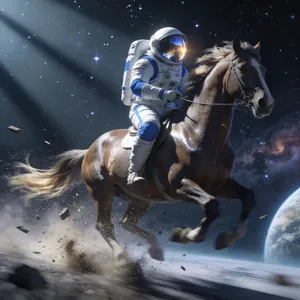 A realistic astronaut being ridden by a horse, photorealistic depiction in outer space with accurate lighting and proportions - Bytedance Seedream 4.5