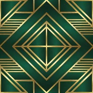 Seamless geometric pattern, Art Deco style, gold lines on deep emerald green background, high resolution texture for print. - Bytedance Seedream 4.5