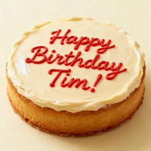 A birthday cake with icing that spells 