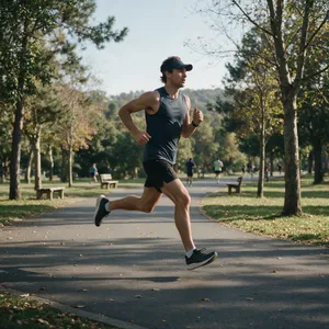 A runner mid-stride in a full-body action shot, limbs in motion and well-defined. - Bytedance Seedream 5.0 Pro