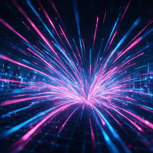 Abstract background graphic, cyberpunk aesthetic, neon pink/blue light trails on dark grid, sense of digital speed, for desktop wallpaper. - Bytedance Seedream 5.0 Pro