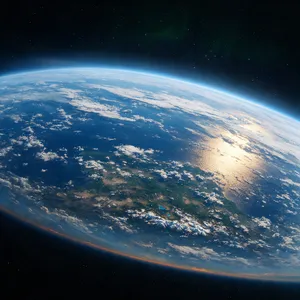 Photorealistic aerial photograph clearly showing the edge of the Earth from space, capturing realistic curvature, atmosphere, and sunlight reflections - Bytedance Seedream 5.0 Pro